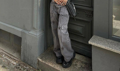 Street Retro Low Rise Denim Cargo Pants