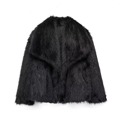 Women’s Warm Plush Lapel Jacket – Winter Outwear