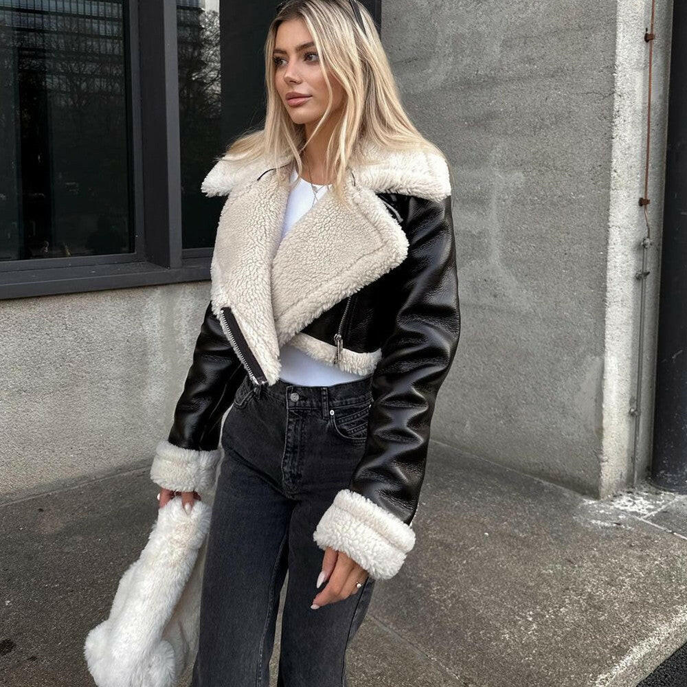 Women's Short Lapel Long Sleeve Slim Jacket
