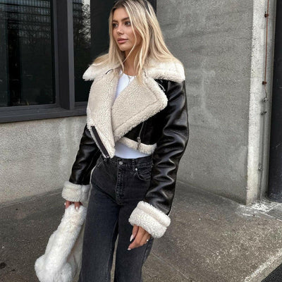 Women's Short Lapel Long Sleeve Slim Jacket