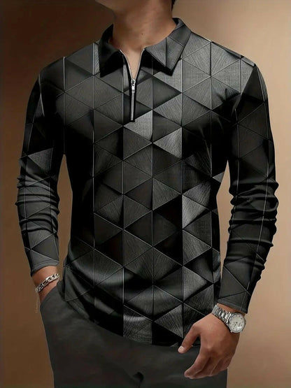 New Men's 3D Digital Printing Long Sleeve