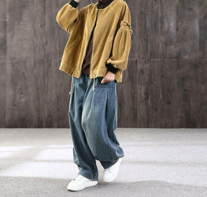 Loose Plus Size Denim Harem Pants Women Casual Pants