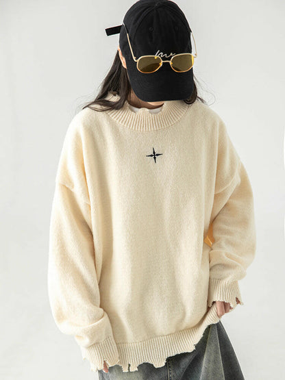 Irregular Raw Hem Sweater Men's And Women's Knitwear