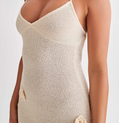 Women's Braces Skirt Three-dimensional Flower Knitted Backless Lace-up Dress