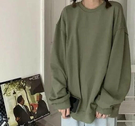 Loose Style Solid Color Pullover Sweater