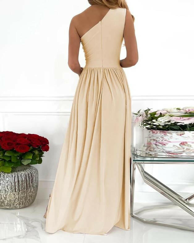 Women's One Shoulder High Split Cutout Sleeveless Dress