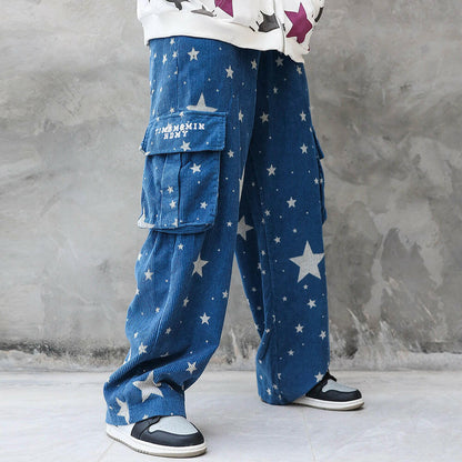 Corduroy Star Full Print Casual Pants