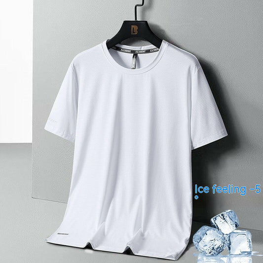 Summer Ice Silk Loose Breathable Short Sleeve T-shirt