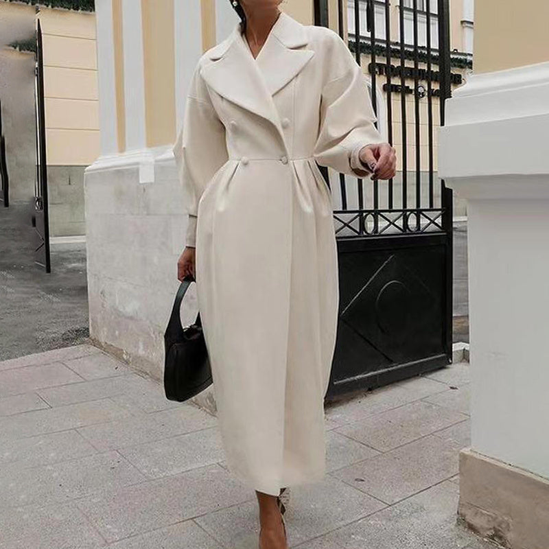 Women's Classic Winter Long Coat Double-Breasted Belted Trench