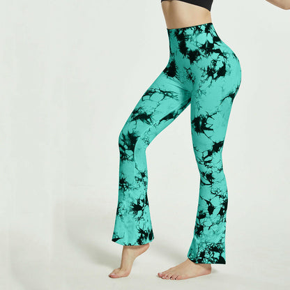 Tie-Dye Printed Pants: Seamless High Waist Fitness Running Leggings for Women