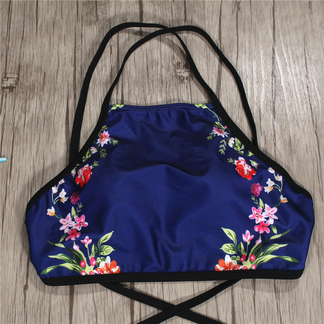 Women's Printed high waist strap bikini