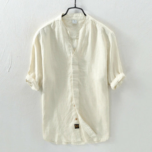 Casual Shirt Men's Solid Color Linen Cardigan