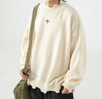 Irregular Raw Hem Sweater Men's And Women's Knitwear