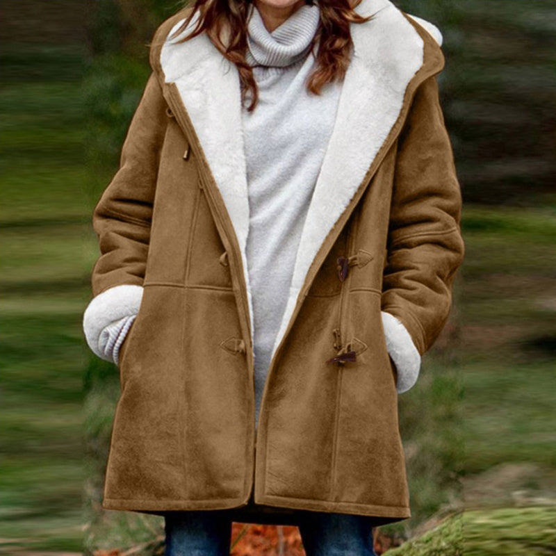 Winter Jackets For Women Sherpa Lined Jacket Duffle Toggle Coat Hooded Fleece