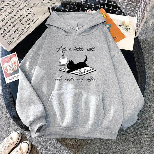 Street Coffee Cat Cartoon hoodie