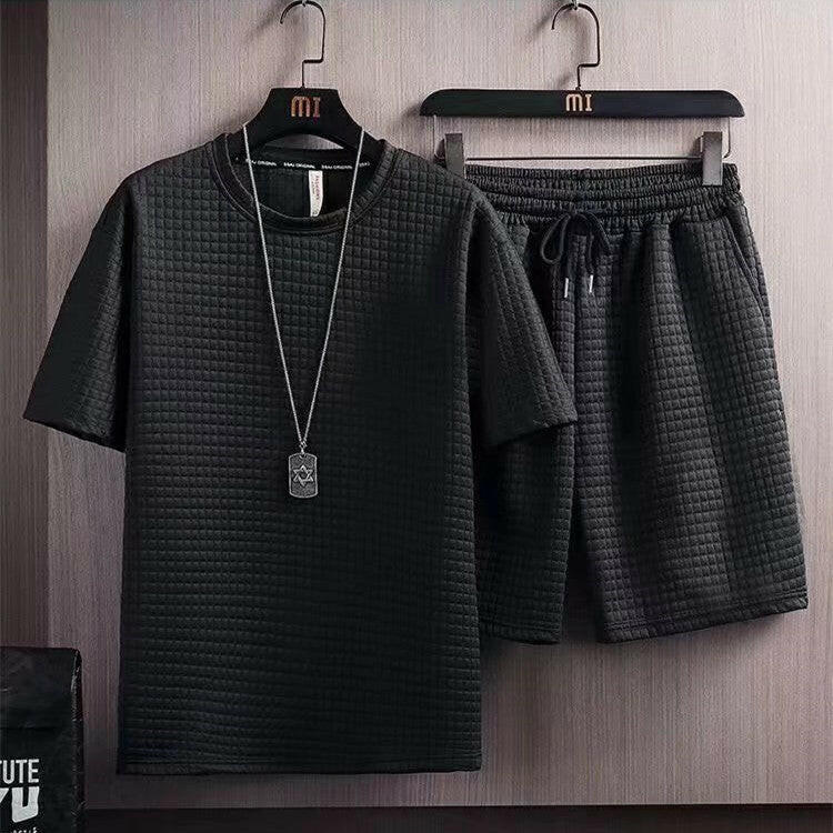 New Men's Casual Summer Two-Piece: Half-Sleeve T-shirt and Shorts Set