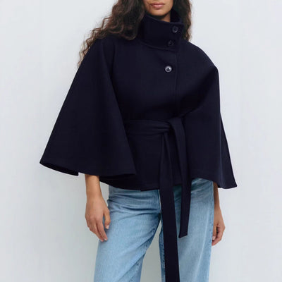Women’s Belted High Neck Batwing Coat