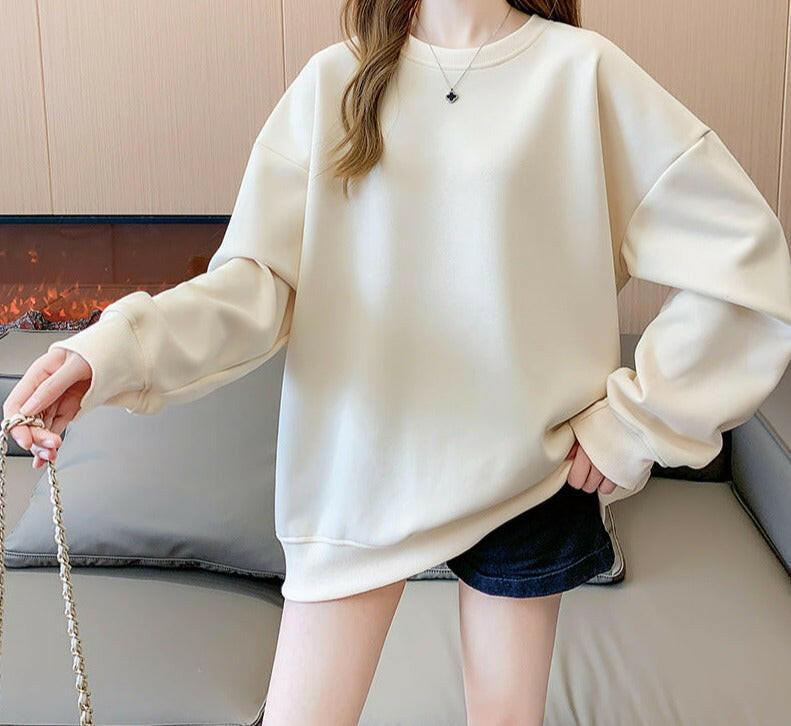 Women's Solid Color Round Neck Plus Size Loose Sweater