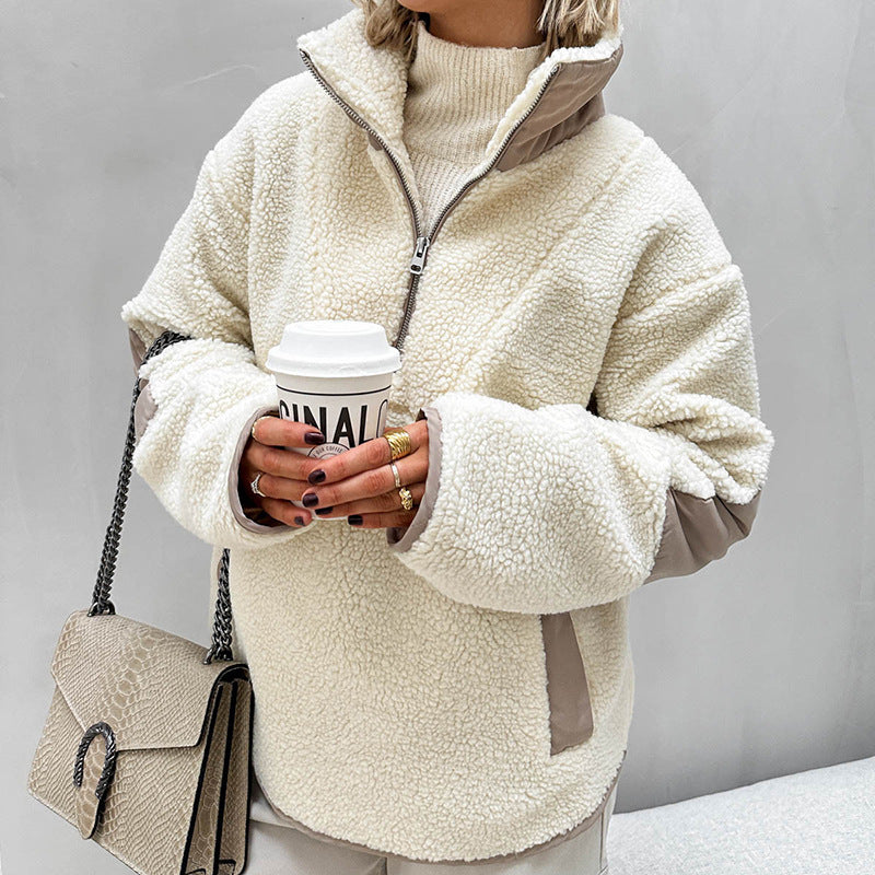 Plush Loose Lapel Pullover Sweater