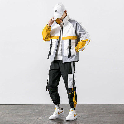 Casual Workwear Jacket Multi-pocket Trousers Two-piece Set