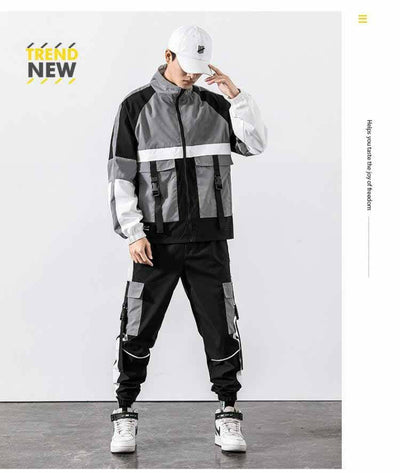 Casual Workwear Jacket Multi-pocket Trousers Two-piece Set