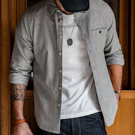 Men's Solid color Long Sleeve Shirt