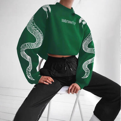 Printed Hooded Pullover Loose Retro Sweater