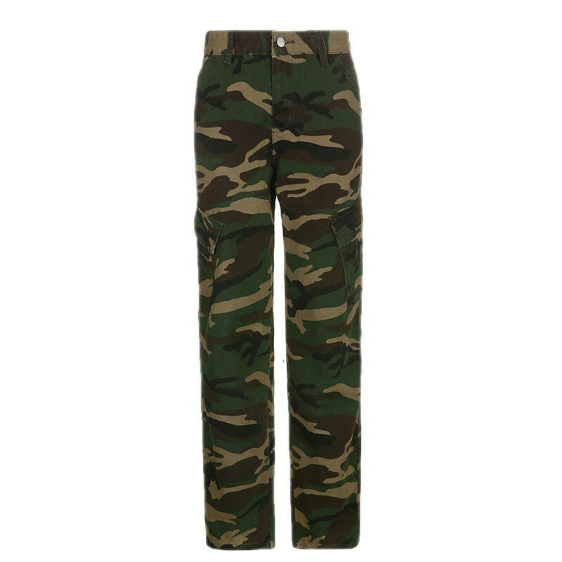 Women's New Vintage Street Style High Waist Thin Camouflage Denim