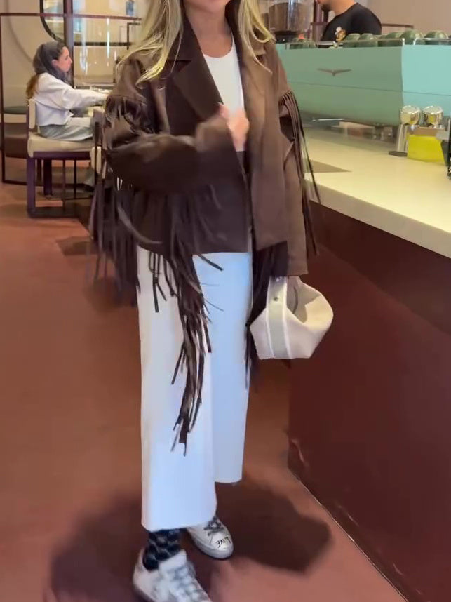 Casual Lapel Fringe Jacket