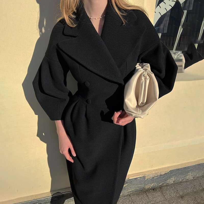 Women's Classic Winter Long Coat Double-Breasted Belted Trench