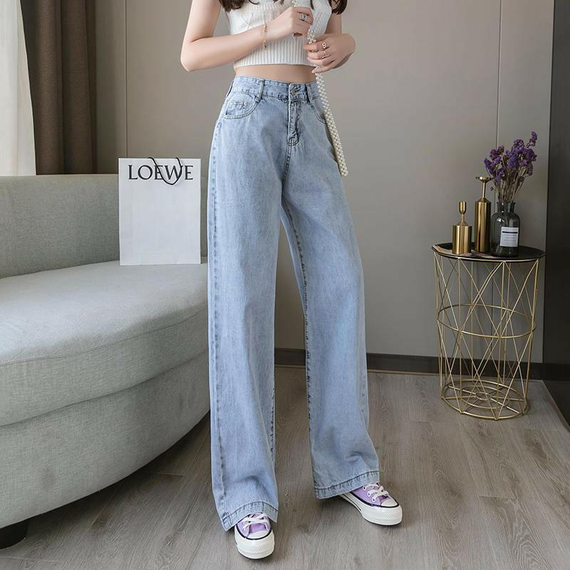 High-waisted Straight-leg Loose-fitting Wide-leg Pants