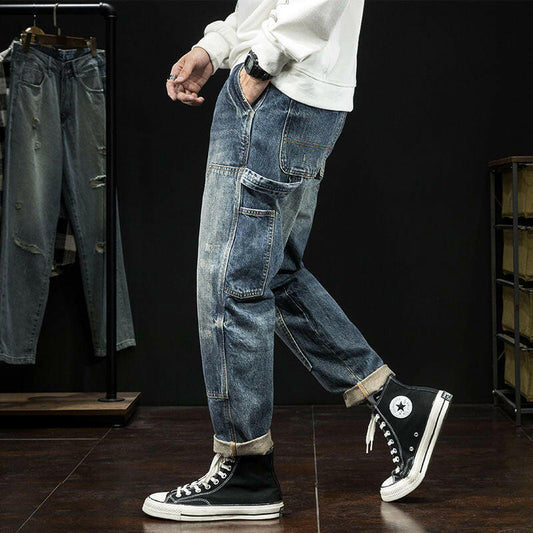 Men's Jeans Stretch Slim-fitting Patchwork Casual