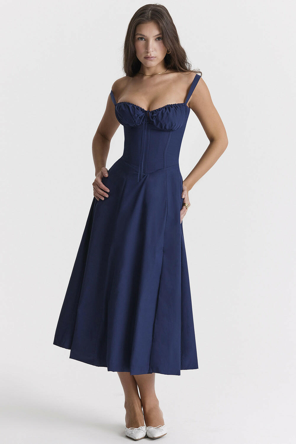French High Split Suspender Dress Summer Party Wear