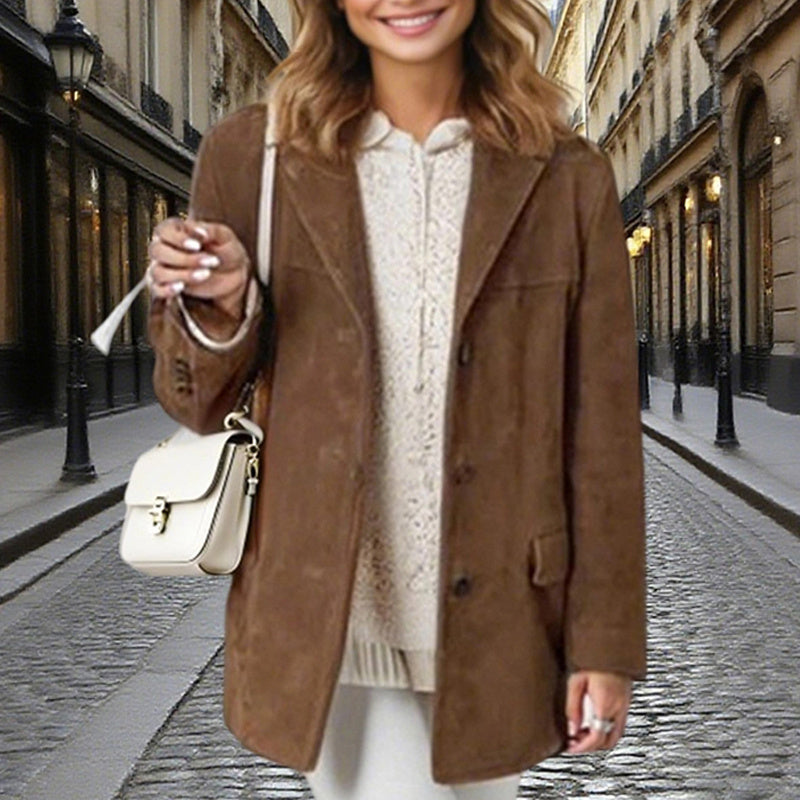 Women's Suede-Look Blazer Casual Jacket