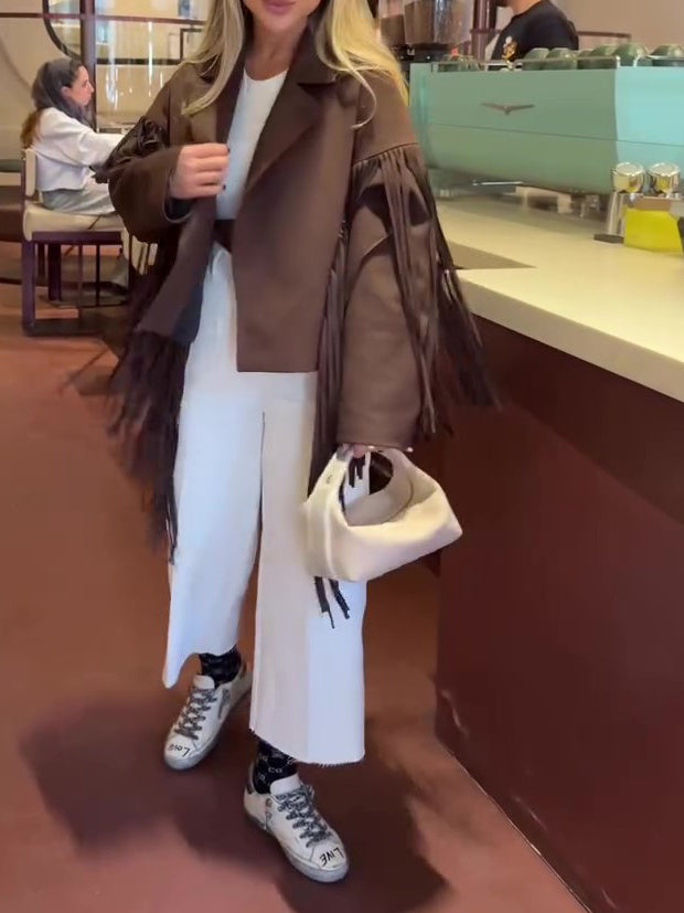 Casual Lapel Fringe Jacket