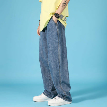 Casual Hip Hop Cargo Denim Pants: Straight Loose