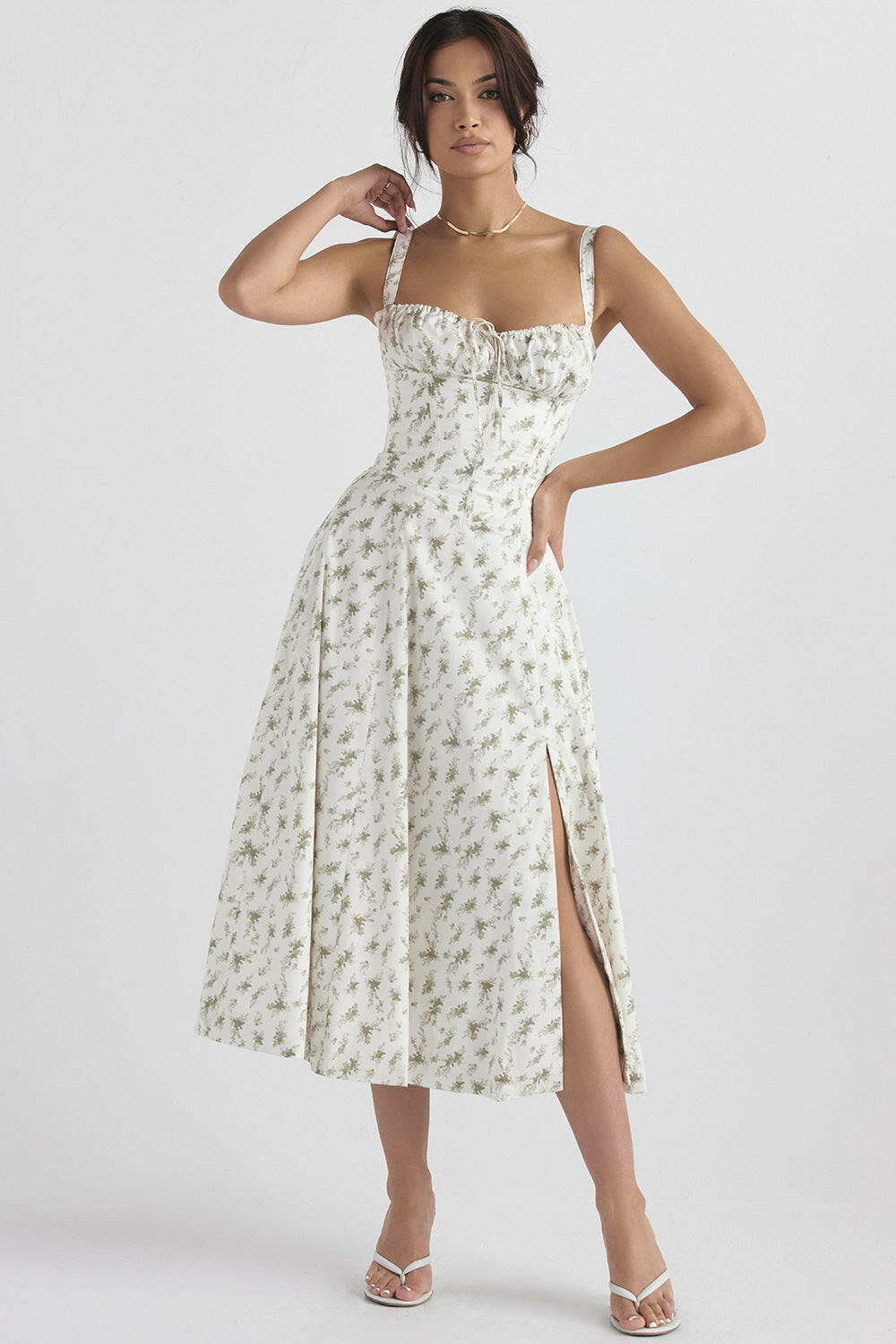 French High Split Suspender Dress Summer Party Wear