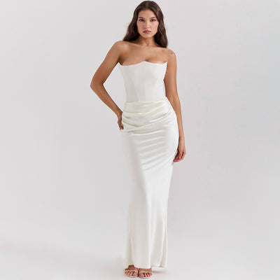 Slim Tube Top Long Dress Sexy Fashion Bandeau Backless Dress