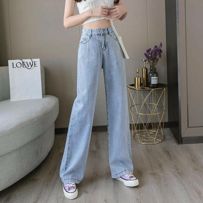 High-waisted Straight-leg Loose-fitting Wide-leg Pants