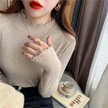 Half High Collar Inner Lining Bottom Sweater