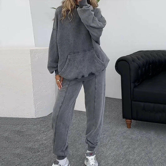 Round Neck Laid-back Long Sleeve Sweater Casual Sport Pants Suit