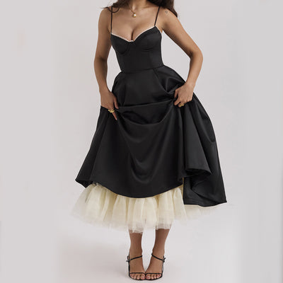 Light Luxury Heavy Industry Slimming Voile Suspender dress