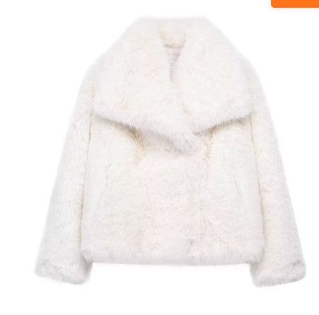 Women’s Warm Plush Lapel Jacket – Winter Outwear