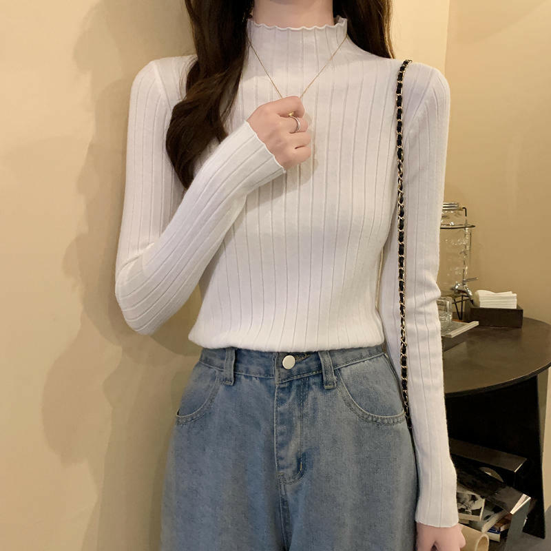 Half High Collar Inner Lining Bottom Sweater