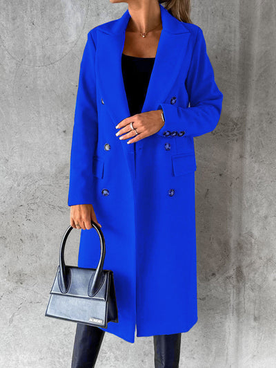 Women’s Double-Breasted Long Coat – Winter Fashion