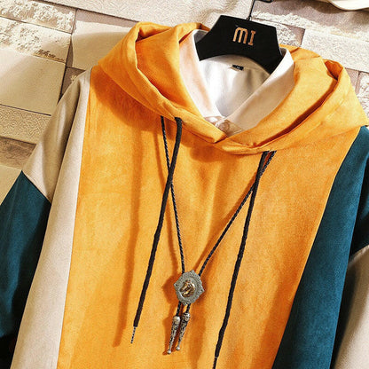 Men's contrast stitching hoodie