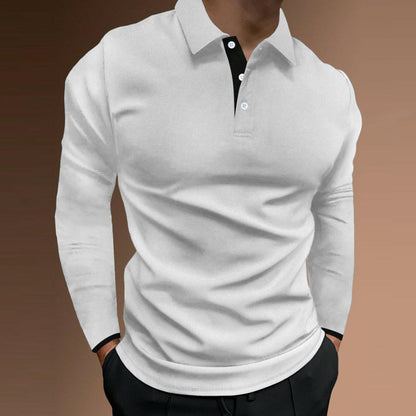 Men's Casual Stand Collar Stretch Vertical Stripe Long Sleeve