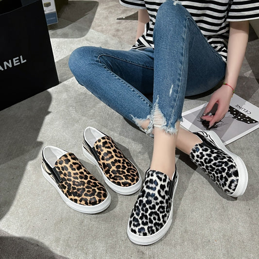 Leopard PU Leather Sneakers