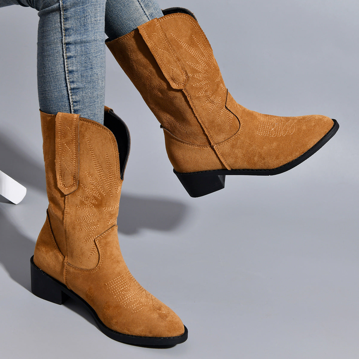 Point Toe Block Heel Boots