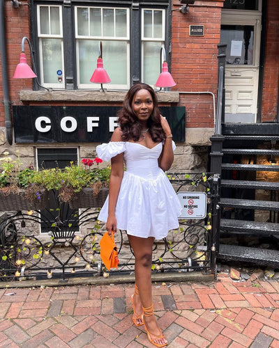 Off-shoulder Halterneck Skirt Puff Sleeve Dress